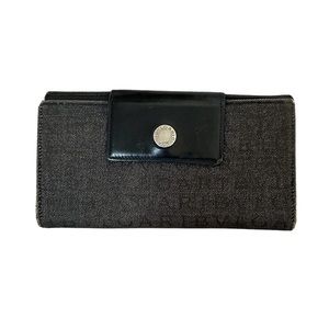 Bvlgari Bulgari logo authentic vintage long logomania in gray denim wallet